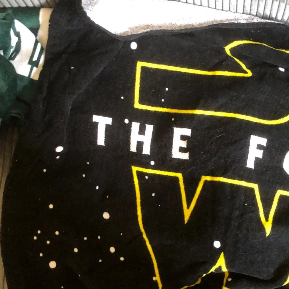 Black  Lettering and White Paint-Splatter beach towels